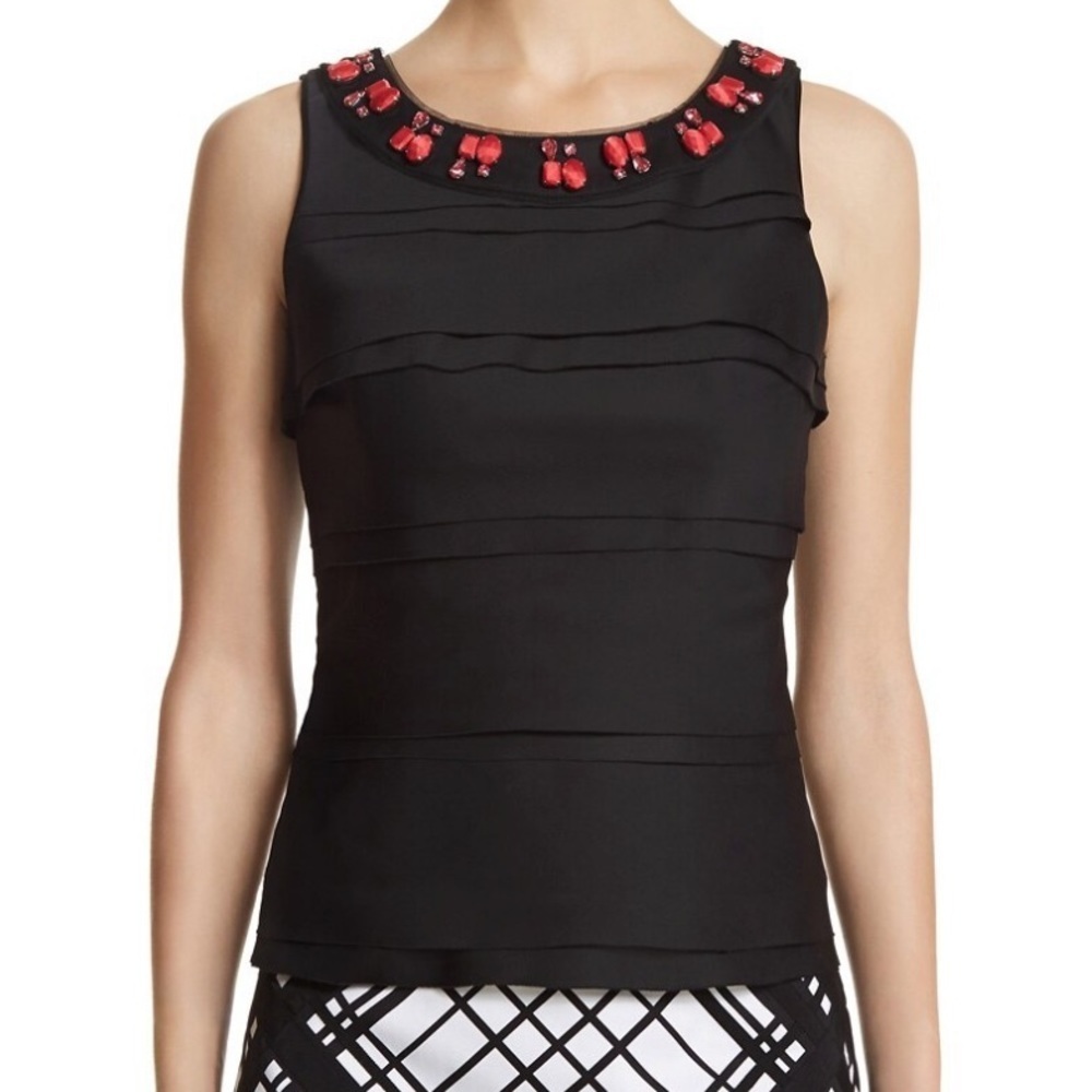 WHITE HOUSE BLACK MARKET Bumblebee Bodice Top In Black Size 6